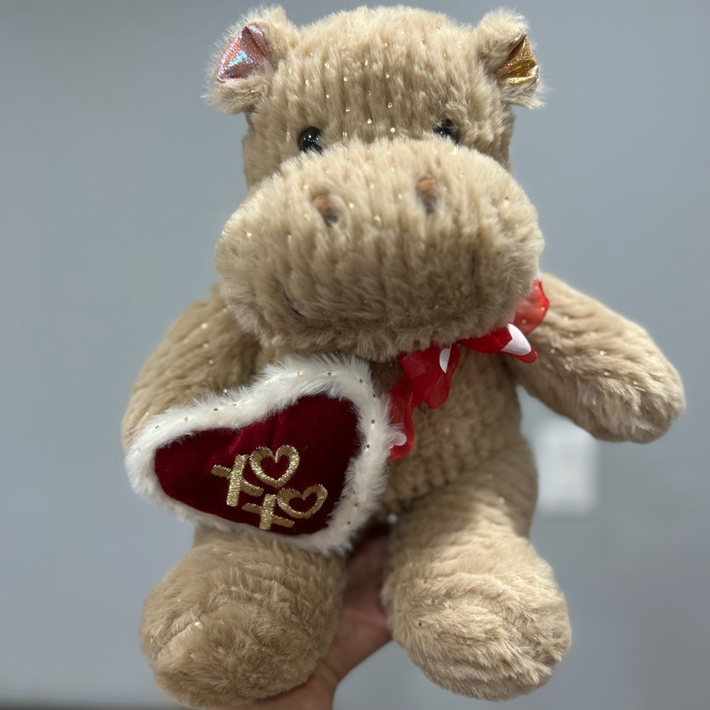 Hippo Plush Stuffed Animal "XO" NWOT
